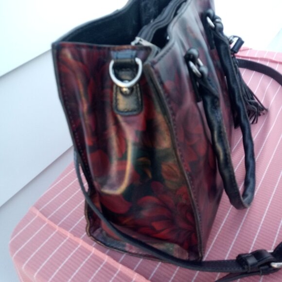 Patricia Nash Leather Primrose Satchel Rustic Mums Handbag - Picture 4 of 7